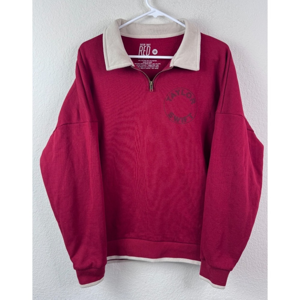 Taylor Swift RED Era Official Merch Red All Too Well Quarter-zip Women's M
